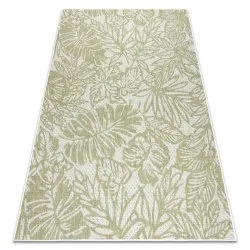 Alfombra sisal SION Hojas tropical 22128 Tejido plano ecru / verde