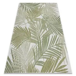 Alfombra sisal SION Hojas de palma, tropical 2837 Tejido plano ecru / verde