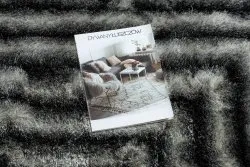 Dywan shaggy FLIM 010-B3 nowoczesny, Labirynt - Strukturalny, czarny / szary