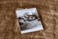Dywan LAPIN Shaggy kość słoniowa / brązowy antypoślizgowy, do prania