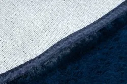Alfombra de lavado moderna POSH circulo shaggy, felpa, gruesa antideslizante, azul oscuro