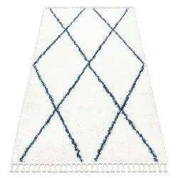 Alfombra UNION 3683 conducción crema / azul Franjas Bereber Marroquí Shaggy