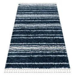 Alfombra UNION 4080 Rayas azul / crema Franjas Bereber Marroquí Shaggy