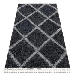 Alfombra UNION 3482 conducción gris Franjas Bereber Marroquí Shaggy