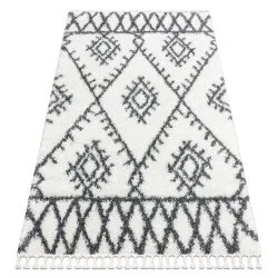 Alfombra UNION 3481 Zigzag crema / gris Franjas Bereber Marroquí Shaggy
