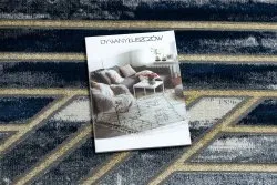 Dywan DE LUXE nowoczesny 460 Linie - Strukturalny granatowy / złoty
