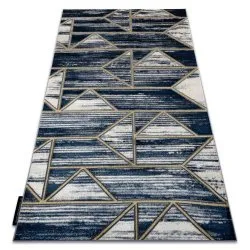 Alfombra DE LUXE moderna 462 Geométrico - Structural azul oscuro / oro