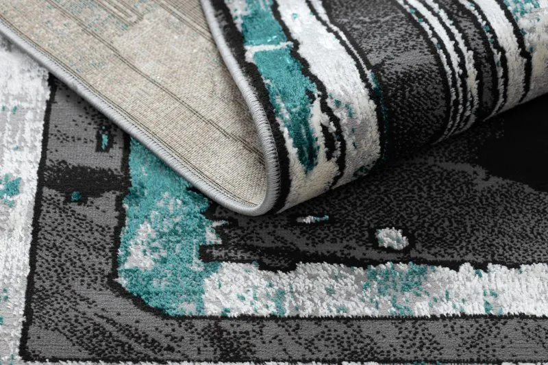 Dywan DE LUXE nowoczesny 619 Ramka - Strukturalny szary / zielony