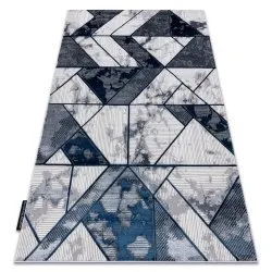 Alfombra DE LUXE moderna 632 Geométrico - Structural crema / azul oscuro