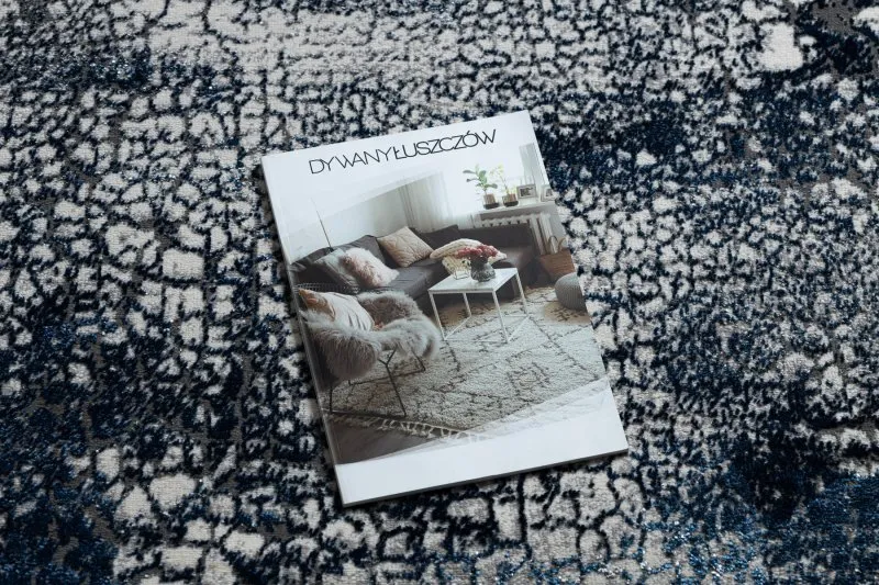 Dywan DE LUXE nowoczesny 528 Abstrakcja - Strukturalny krem / granatowy