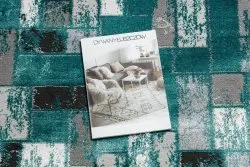 Dywan DE LUXE nowoczesny 6768 Geometryczny - Strukturalny zielony / antracyt