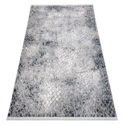 Alfombra moderna REBEC franjas 51117 - dos niveles de vellón crema / azul oscuro