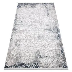 Alfombra moderna REBEC franjas 51172A - dos niveles de vellón crema / azul oscuro