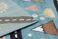 Alfombra FUN Route para niños, calle, animales azul