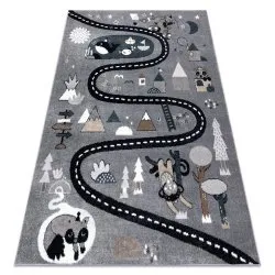 Alfombra FUN Route para niños, calle, animales gris