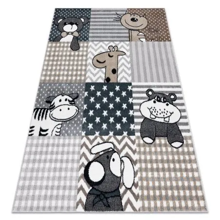 Alfombra FUN Pets para niños, animales gris
