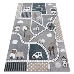 Alfombra FUN Strade para niños, calle, pueblo gris