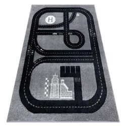 Alfombra FUN Track para niños, calle, pueblo gris