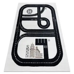 Alfombra FUN Track para niños, calle, pueblo crema
