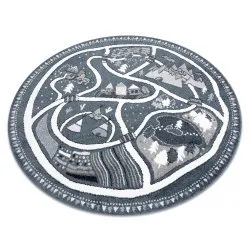 Alfombra FUN Land para niños, la aldea, calles, circulo - azul