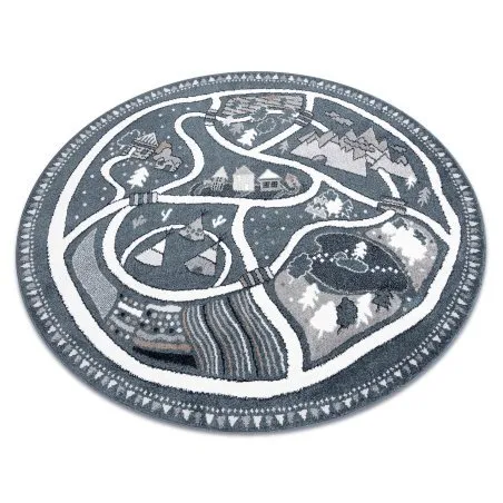 Alfombra FUN Land para niños, la aldea, calles, circulo - azul