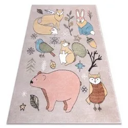 Alfombra FUN Forester para niños, animales, bosque beige