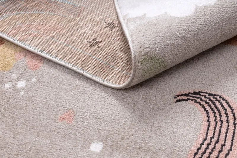 Alfombra FUN Sweety para niños, unicornio, arcoiris beige
