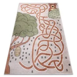 Alfombra FUN Honey para niños, oso, abejas beige