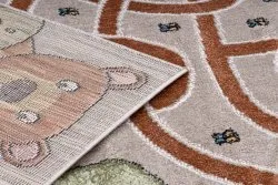 Alfombra FUN Honey para niños, oso, abejas beige
