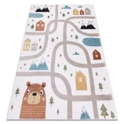 Alfombra FUN Polar para niños calles, bosque, crema