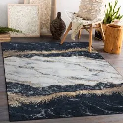 Alfombra lavable ANDRE 1124 Mármol antideslizante - negro