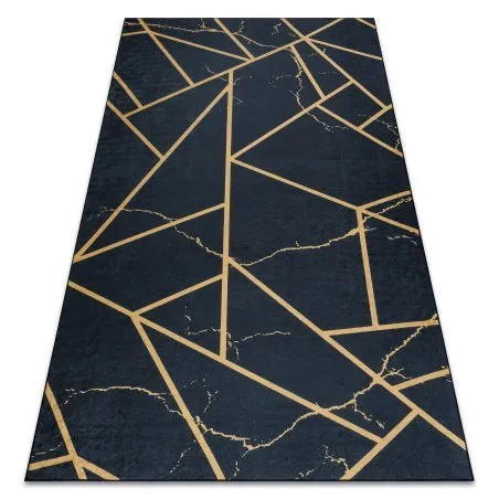 Alfombra lavable ANDRE 1222 Mármol, geométrico antideslizante - negro