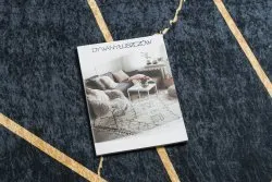 Alfombra lavable ANDRE 1222 Mármol, geométrico antideslizante - negro