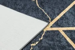Alfombra lavable ANDRE 1222 Mármol, geométrico antideslizante - negro