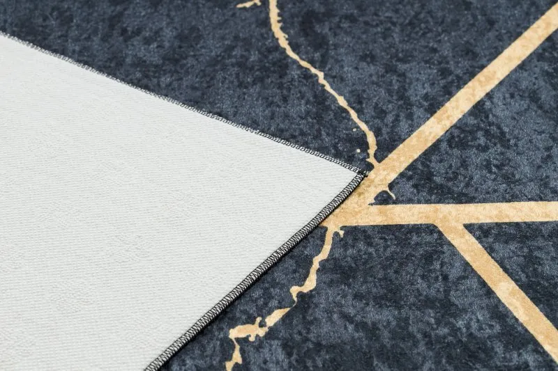 Alfombra lavable ANDRE 1222 Mármol, geométrico antideslizante - negro