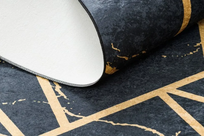 Alfombra lavable ANDRE 1222 Mármol, geométrico antideslizante - negro