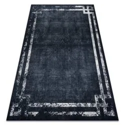 Alfombra lavable ANDRE 1486 Marco vintage antideslizante - negro / blanco