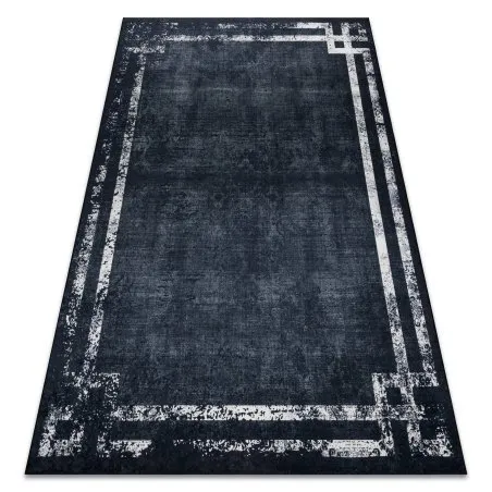Alfombra lavable ANDRE 1486 Marco vintage antideslizante - negro / blanco