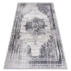Alfombra lavable ANDRE 1187 Ornamento, vintage antideslizante - negro / blanco