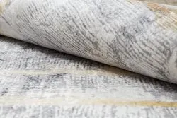 Alfombra lavable ANDRE 1065 Marco vintage antideslizante - gris / oro