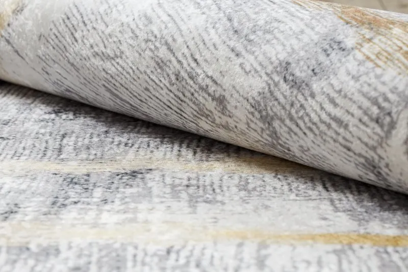 Alfombra lavable ANDRE 1065 Marco vintage antideslizante - gris / oro