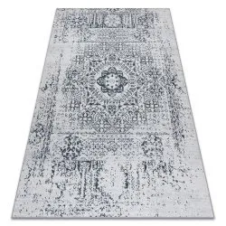Alfombra lavable ANDRE 1072 Rosetón, vintage antideslizante - blanco / negro