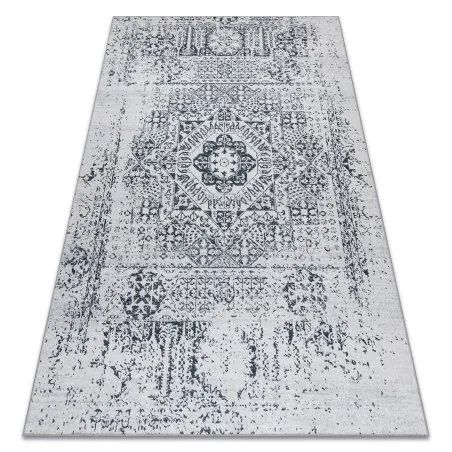 Alfombra lavable ANDRE 1072 Rosetón, vintage antideslizante - blanco / negro