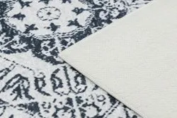 Alfombra lavable ANDRE 1072 Rosetón, vintage antideslizante - blanco / negro