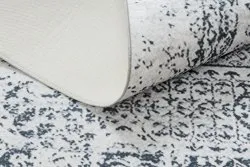 Alfombra lavable ANDRE 1072 Rosetón, vintage antideslizante - blanco / negro