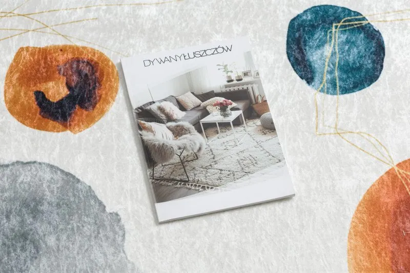 Dywan do prania ANDRE 1112 Abstrakcja, antypoślizgowy - biały / niebieski
