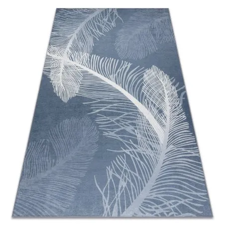 Alfombra lavable ANDRE 1148 Plumas, antideslizante - azul