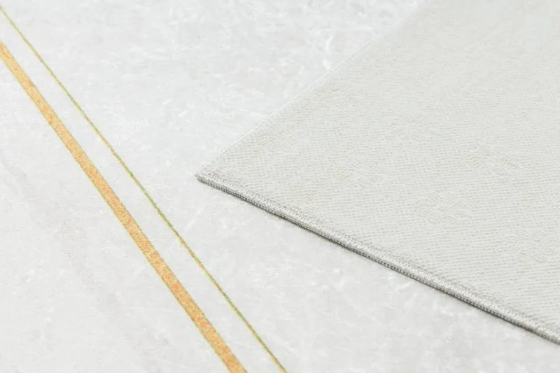 Alfombra lavable ANDRE 1150 Hojas de monstera, cubo antideslizante - blanco / oro