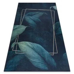 Alfombra lavable ANDRE 1170 Hojas, geométrico antideslizante - azul