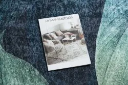 Alfombra lavable ANDRE 1170 Hojas, geométrico antideslizante - azul